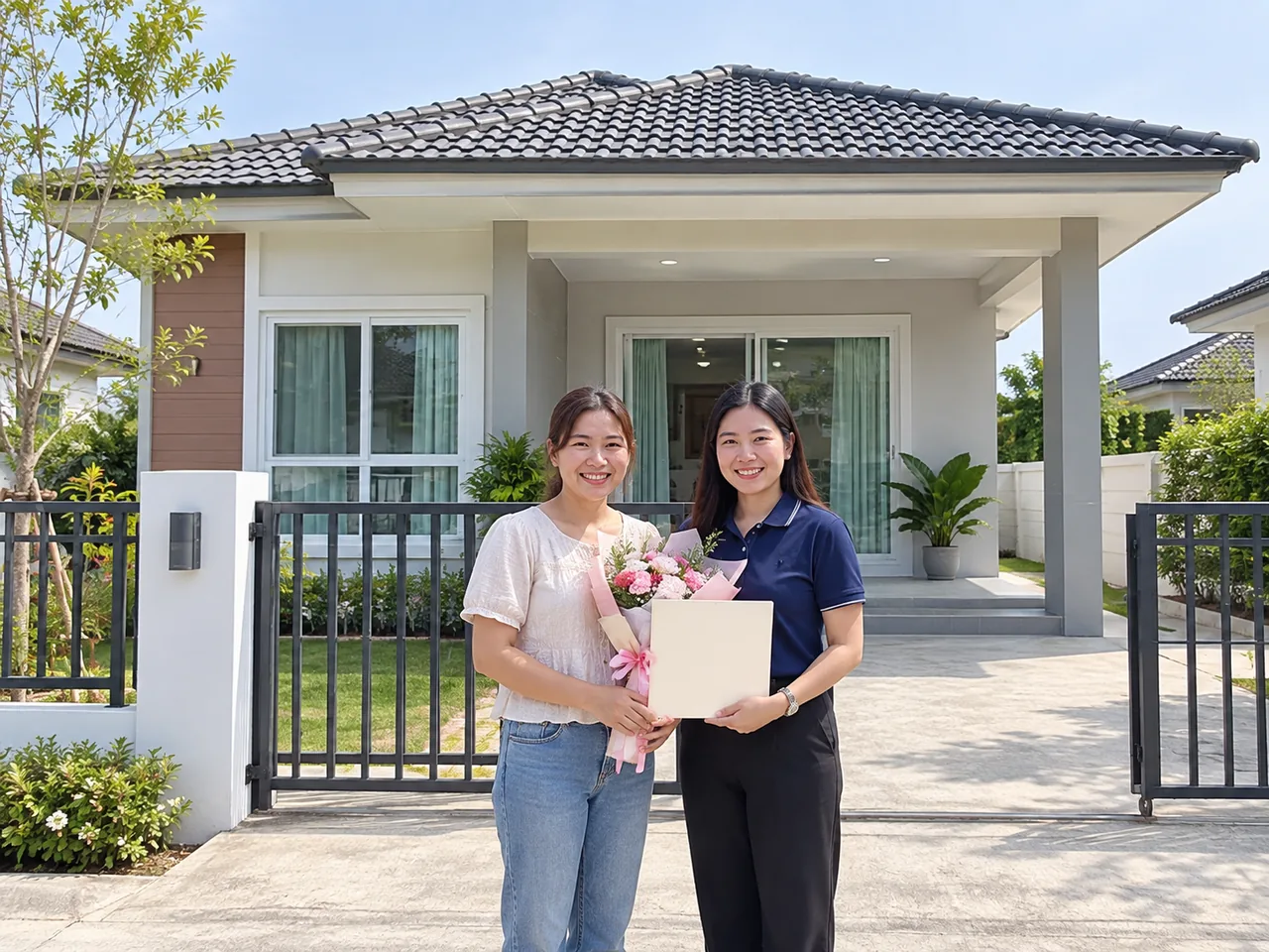 ผู้แทนโครงการและฝ่ายประสานงานในวันส่งมอบบ้าน